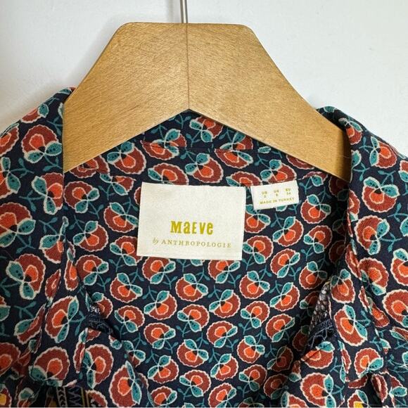 Anthropologie Maeve Jamie Flounced Floral Print Peasant Blouse Top Size 2 - Picture 3 of 6